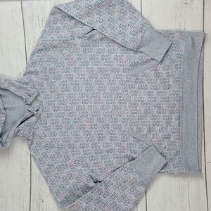 Champion Gray All Over Logo Hooded Sweatshirt Size Medium